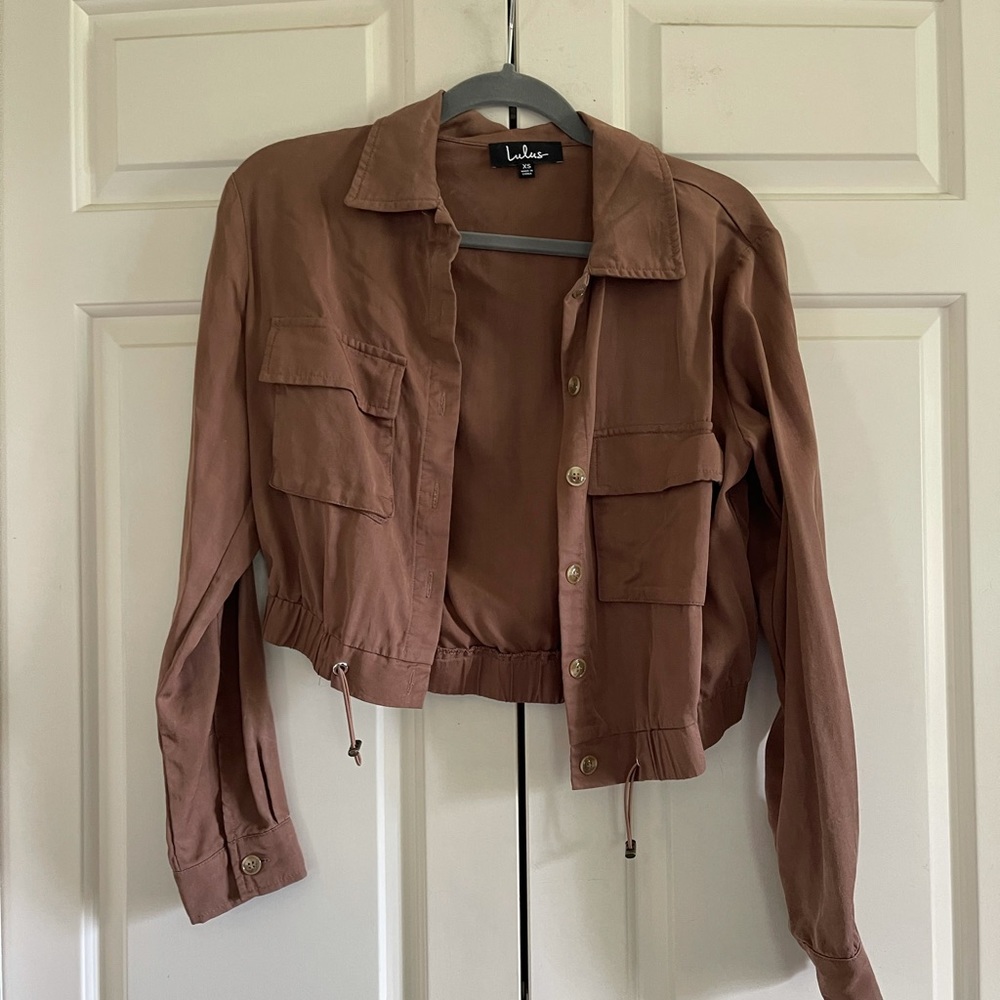 Lulus- Eldora Brown Cropped Utility Jacket